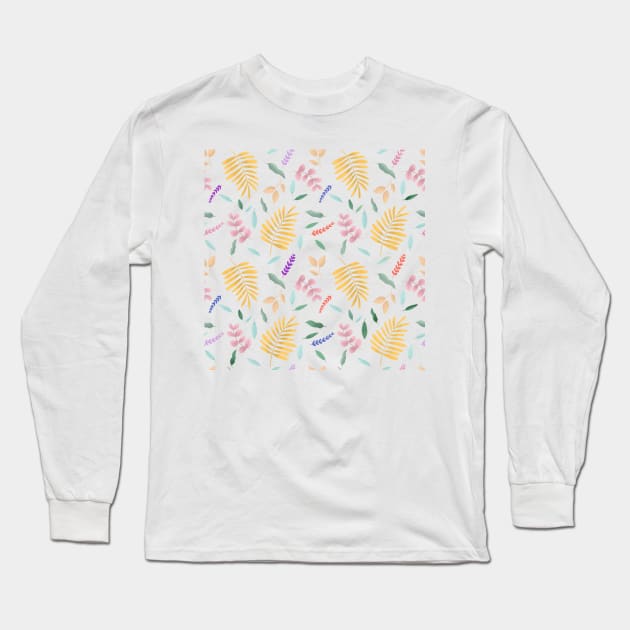 Tropical Leaves Pattern 1 Long Sleeve T-Shirt by gusstvaraonica